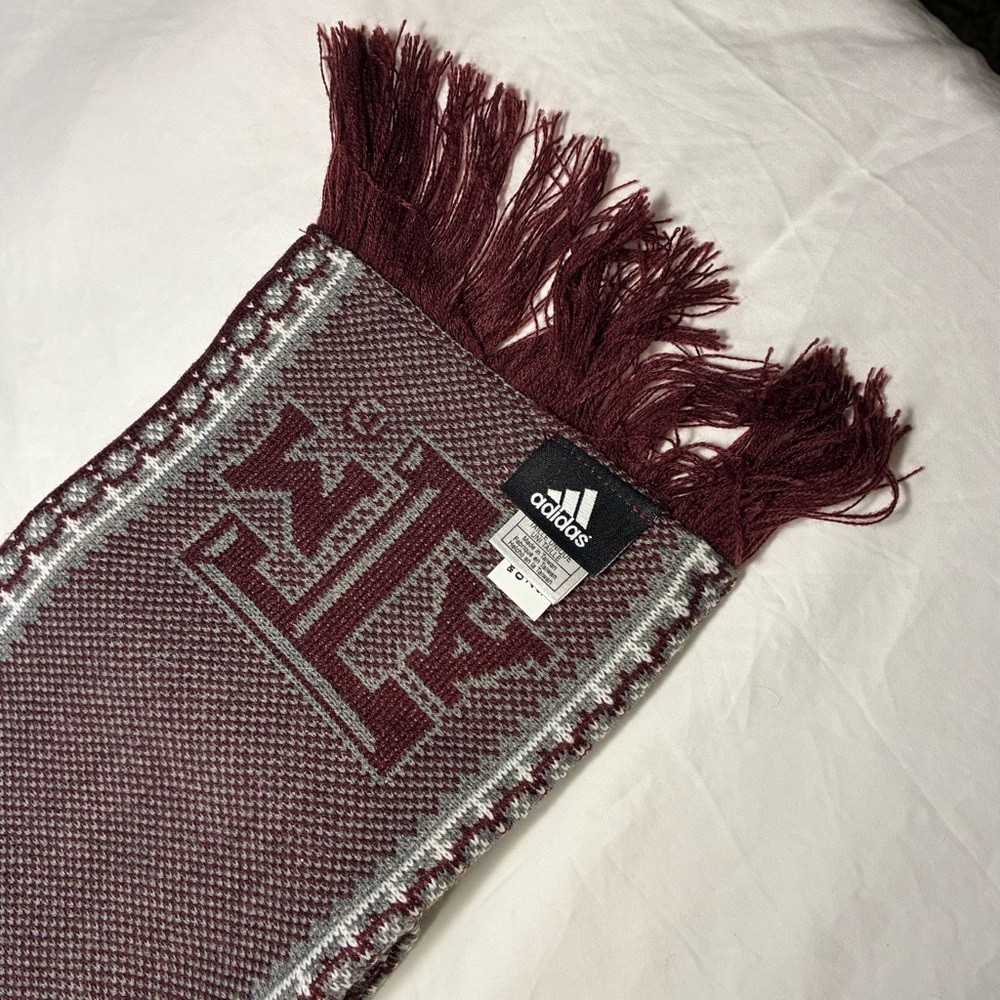 Texas A&M Adidas Scarf Designer Rectangle Fringe Classic Outdoor Adult NWT - Picture 3 of 4
